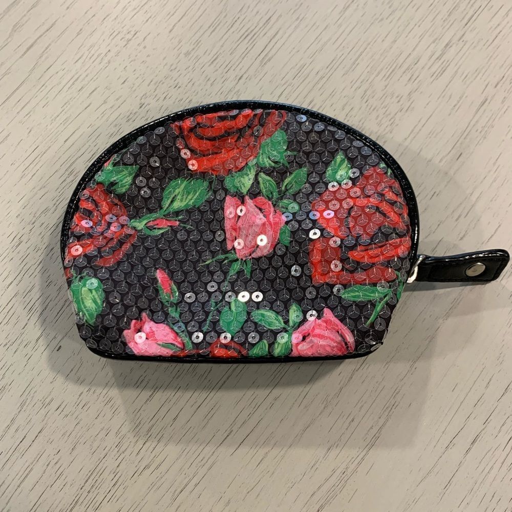 Betsey Johnson Floral Sequin Women's Cosmetic, Coin